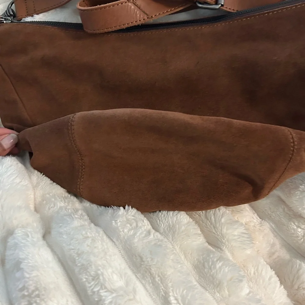 Brown Suede Crossbody Bag - Picture 4 of 12